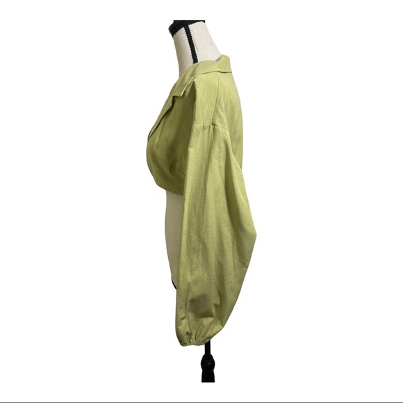 Lelis womens wrap style long sleeve crop shirts light green set size small - Picture 8 of 12